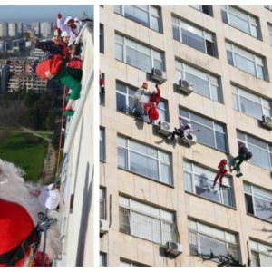 Дядо Коледа се спусна от покрива на варненска болница /СНИМКИ/